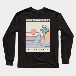 Retro Hand drawn summer beach Long Sleeve T-Shirt